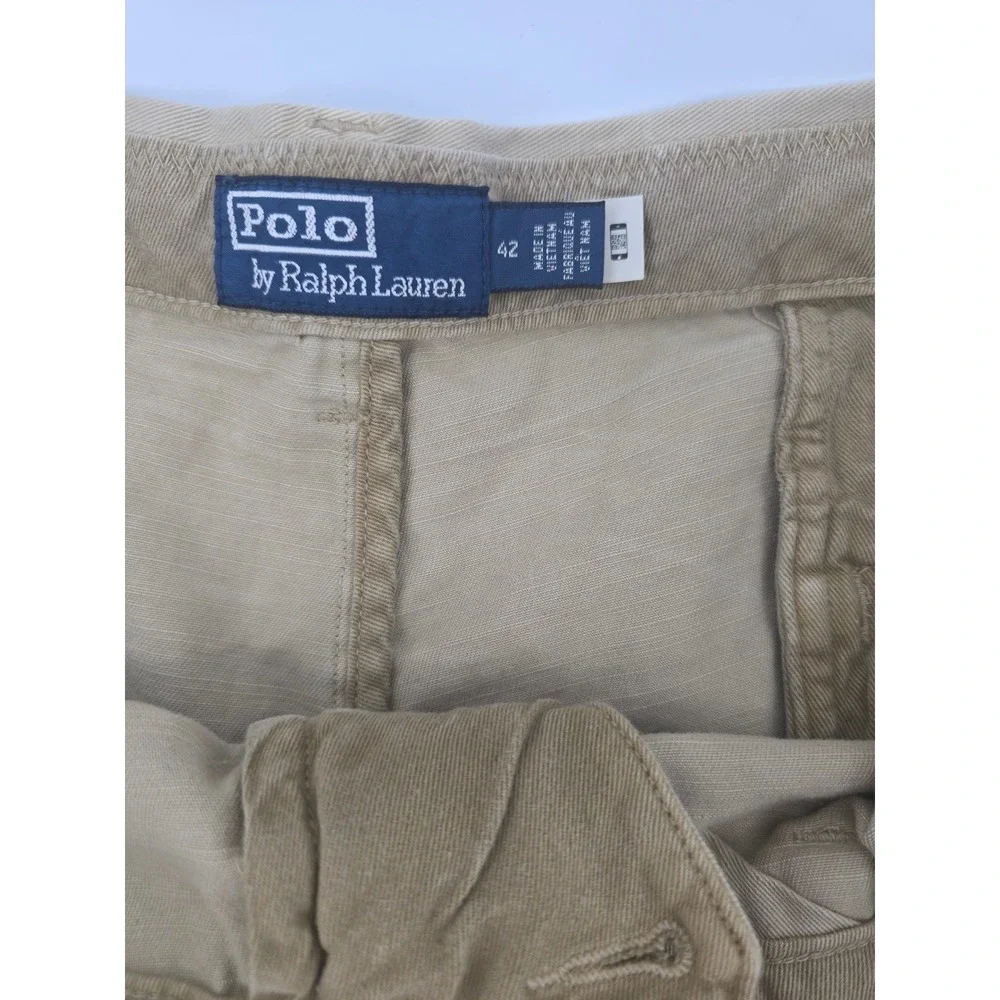 Polo Ralph Lauren Shorts Mens 42 Beige Sauger Chino Straight Fit Raw Hem